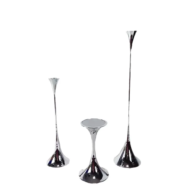 Modern light luxury romantic silver electroplated metal candlestick living room dining room home candlestick ornament