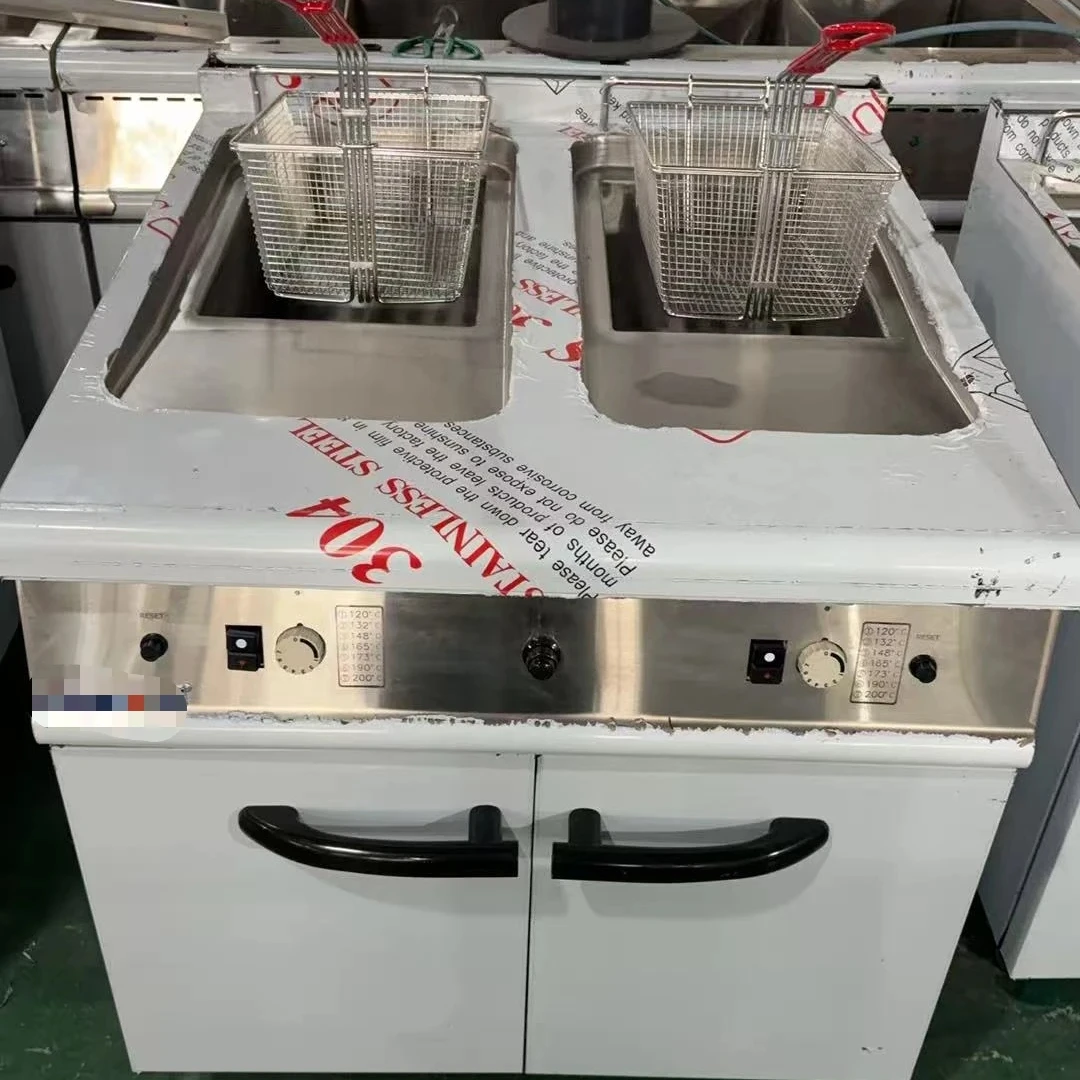Commercial High Productivity Gas Fryer Double Stainless Steel Frying Pan New Condition Cooking Equipment For Bakeries Motor Core