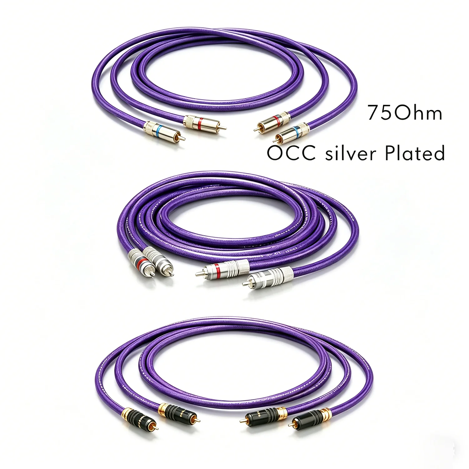 Preffair OCC Silver Plated RCA Cable 75ohm Digital Audio Wires for Home Theater TV Amplifier Decoder With gold-plated rca plug