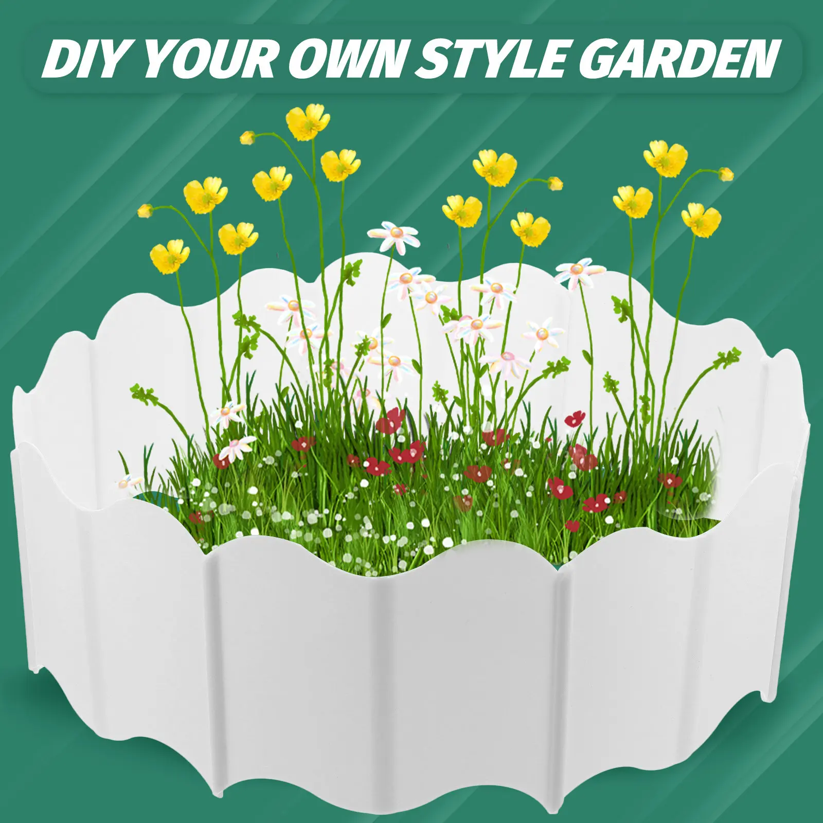 1Set Garden Fence Interlocking Landscaping Fence Plastic Lawn Edging Border Patio Courtyard Decorative Outdoor Landscape Border