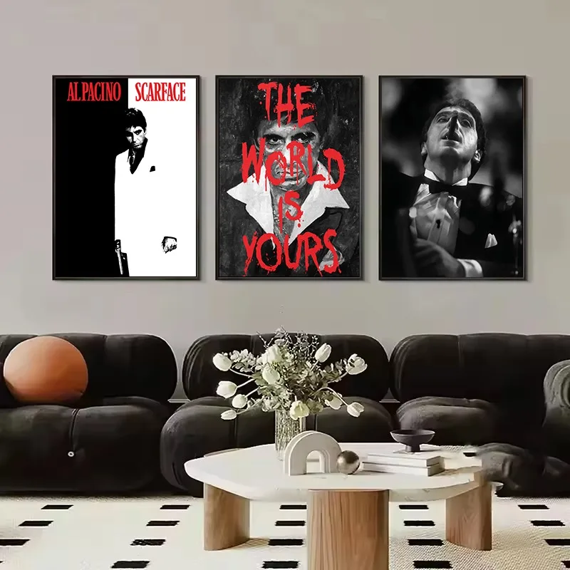 Classic Gangster Tony-y M-Montana Smoking Famous Mafia Boss Portrait Poster Canvas Painting Wall Art Pictures Home Decor