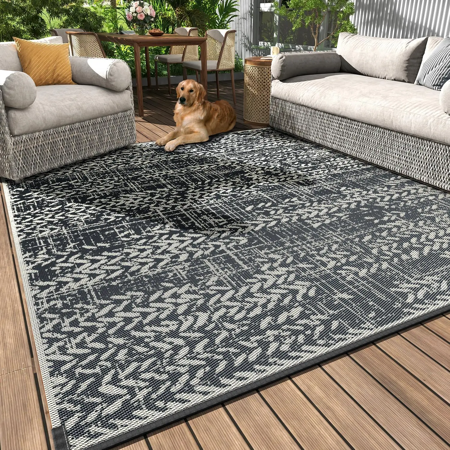 Outdoor Rug 9x12 Waterproof-Patio Rug Mat Outdoor RV Camping Picnic Beach Mat Plastic Straw Rugs Outside Outdoor Area Rugs for B