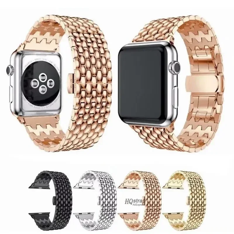 Metal Band for Apple Watch 6 7 8 5 4 Se 44mm 45mm 41mm 40mm 38mm 42mm Belt Bracelet for Iwatch Ultra 49mm Dragon Pattern Strap