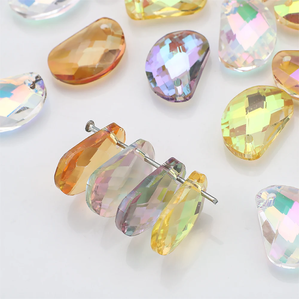 10 Stück 17 mm österreichische Kristallglas-lose Perlen, Saubohnenform, Strass-Anhänger für die Schmuckherstellung, Charms und Ohrringe