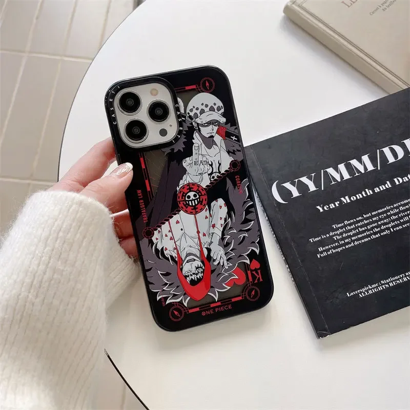 One Piece Law ACE Silicone Phone Case for IPhone 15 Pro Max 14 13 12 11 Max Fashion Anime Color Painting Phone Cover for IPhone