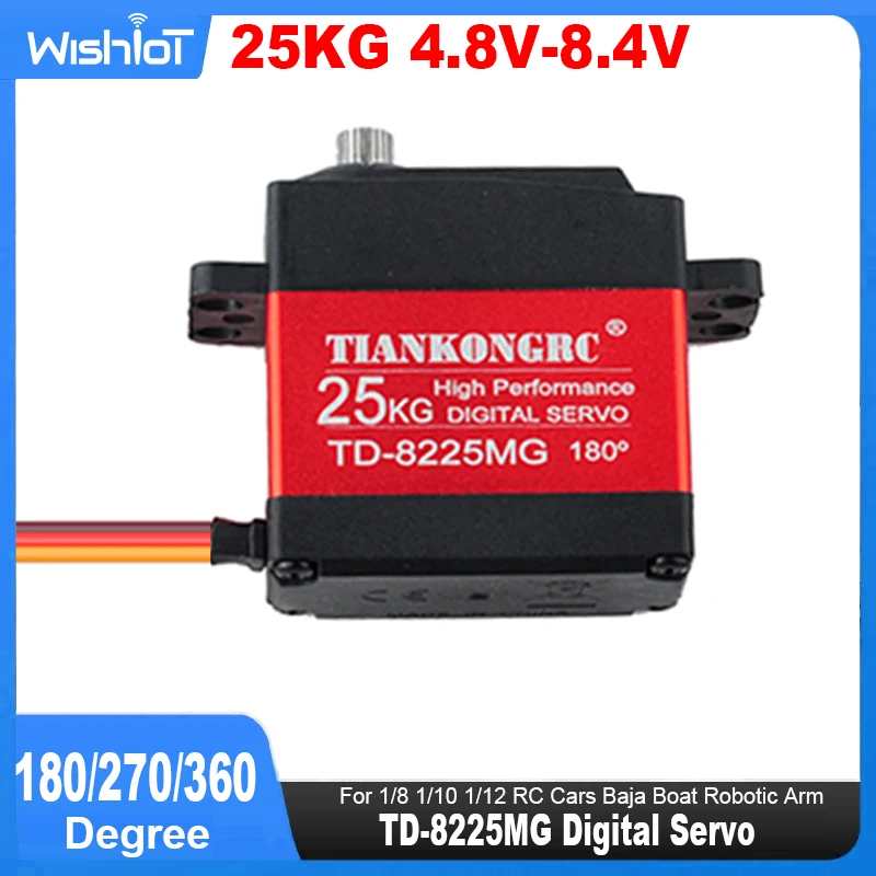 Servomotor Digital de TD-8225MG de alto Torque, 25KG, resistente al agua, 180, 270, 360, engranaje de Metal para coches de control remoto 1/8, 1/10, 1/12, Baja, barco, brazo robótico