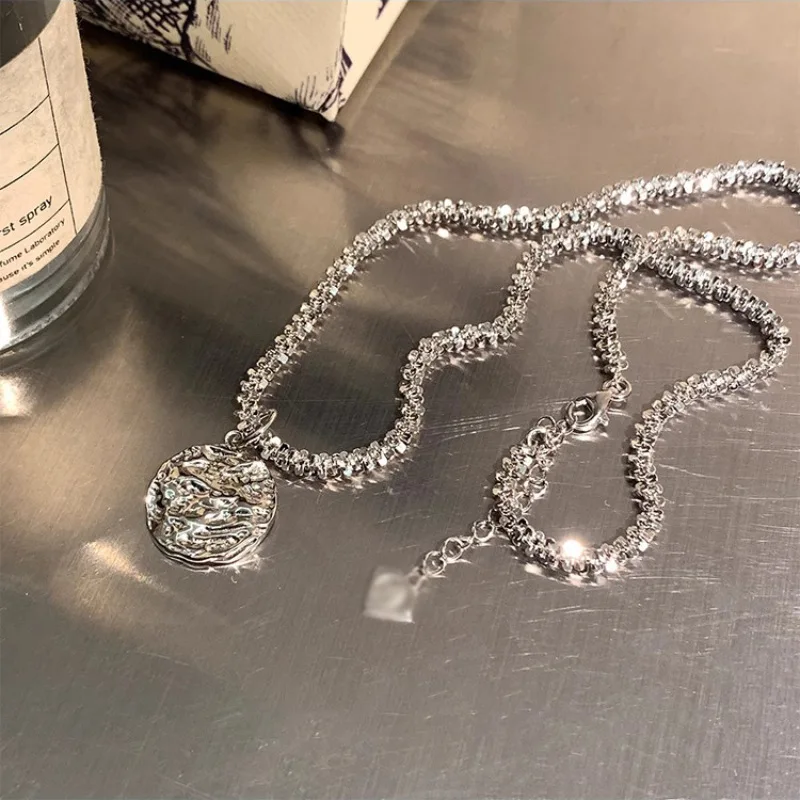 925 Sterling Silver Necklace Irregular Rough Punk Geometric Adjustable Chain for Women Girl Jewelry Gift Dropshipping Wholesale