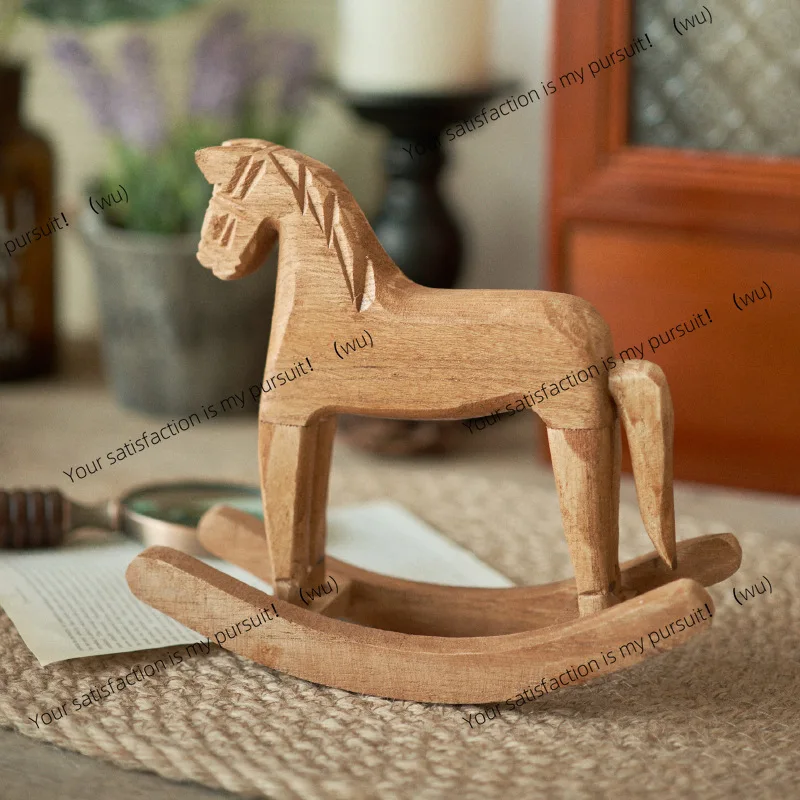 ZOCI-Nordic style rocking horse desktop decoration home decoration pine rocking horse handicraft horse success ornament