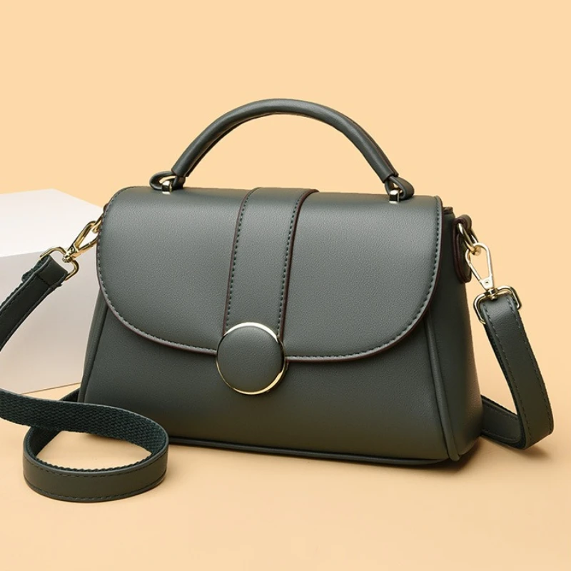 Women's Small Square Crossbody Shoulder Bag with Creative Lock French Minimalist Light Luxury Messenger Style