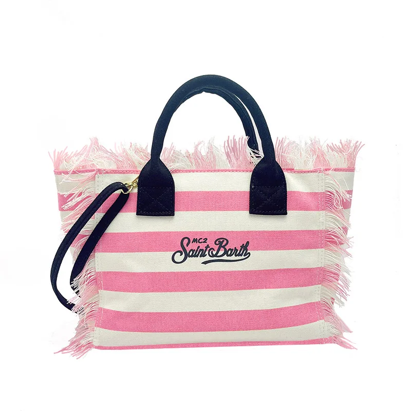 Ladies Handbag 2024 New Horizontal Handmade Tassel Pink Light Luxury Embroidery Letters Ladies Large Capacity Casual Travel Bag