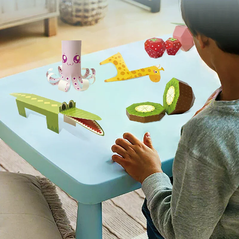 3D handgemaakt origami-boek, leuke DIY origami-papierknutselset, gemakkelijke handgemaakte ambachtelijke 3D-papiermodellen voor woondecoratie Dierenbeeldje Cadeau