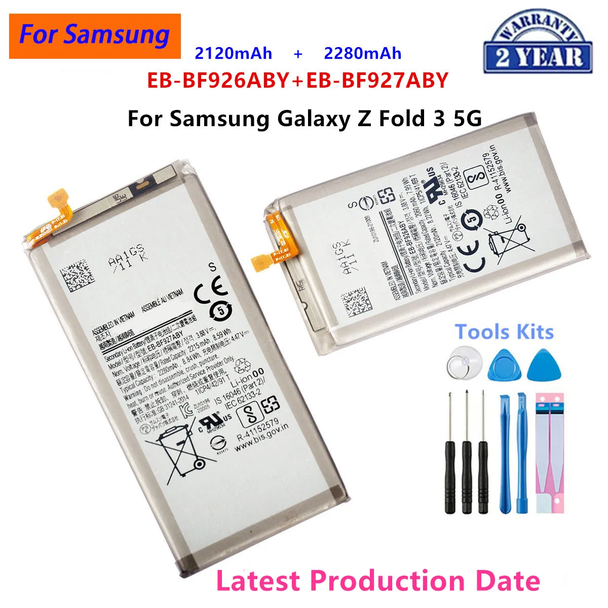 

Brand New EB-BF926ABY EB-BF927ABY Battery For Samsung Galaxy Z Fold 3 5G F926 F927 + Replacement Batteries+Tools