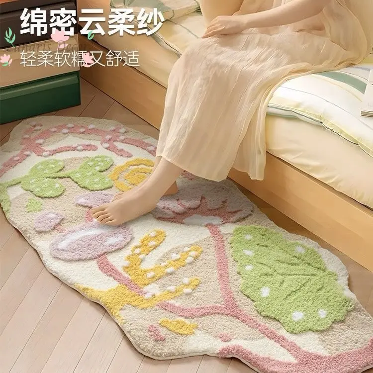 

Flocked dopamine shaped carpet bedside thickened living room room cream style