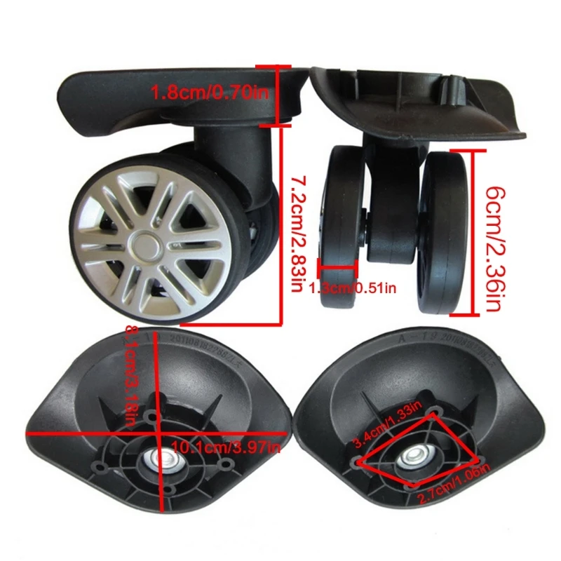 1 pair A19 DIY Replacement Luggage Wheels Repair Accessories Mute Brake Wheel