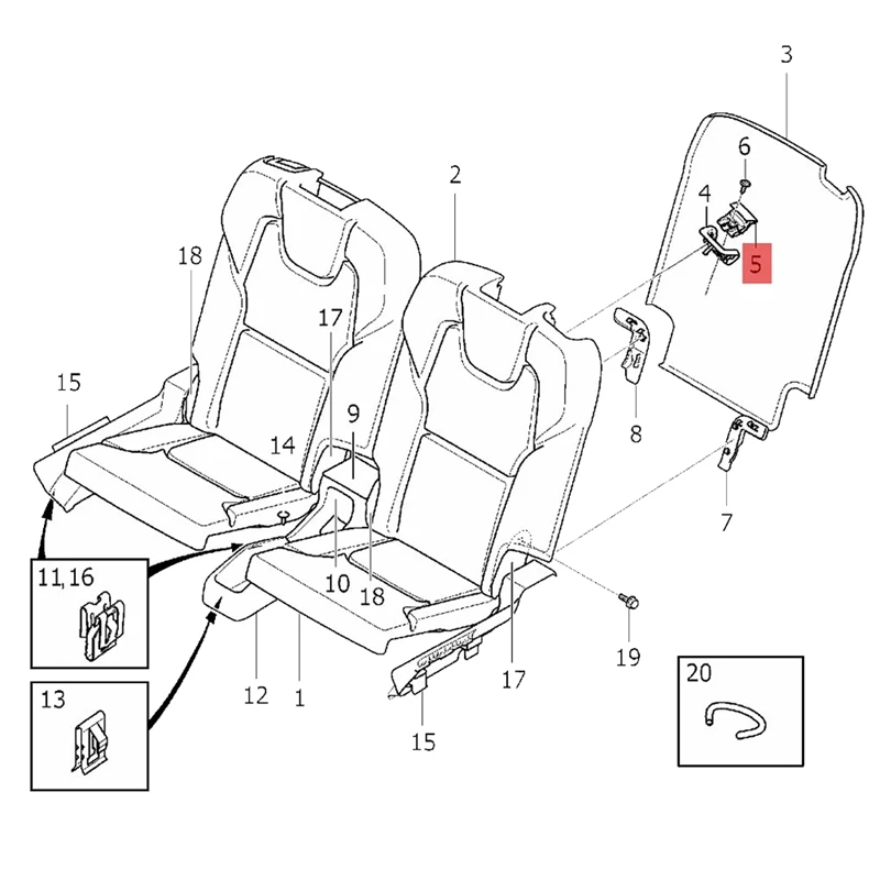 39826799 Rear Seat Release Outer Handle Lever Parts For Volvo XC90 2016-2023 2Nd / 3Rd Row Seat Backrest Switch Release Puller