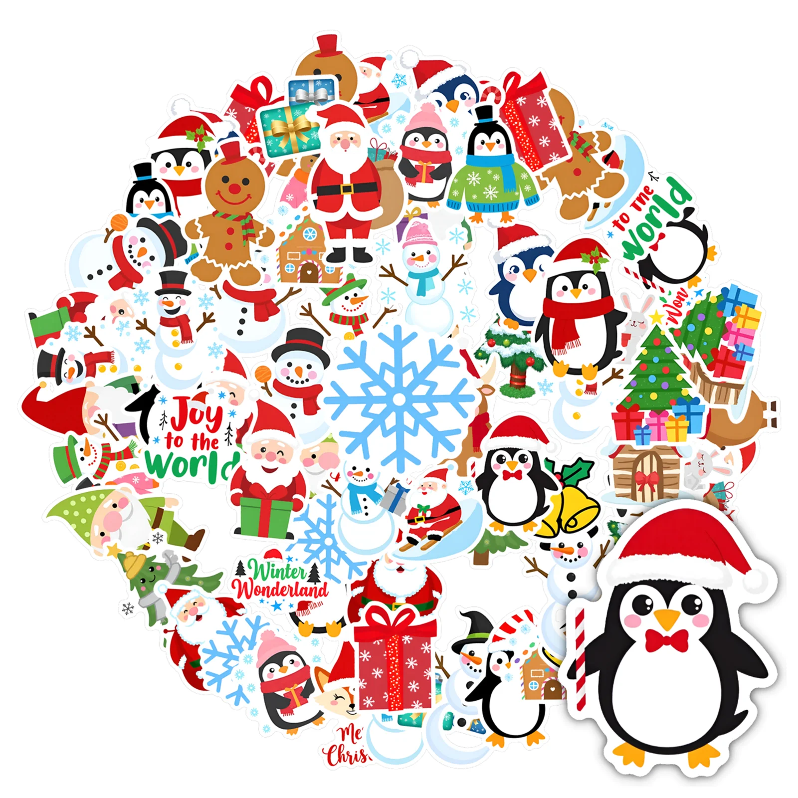 

35 шт.-50 шт., игривые праздничные наклейки, милые зимние канцелярские наклейки, игрушки для чемодана, холодильника, телефона, багажа