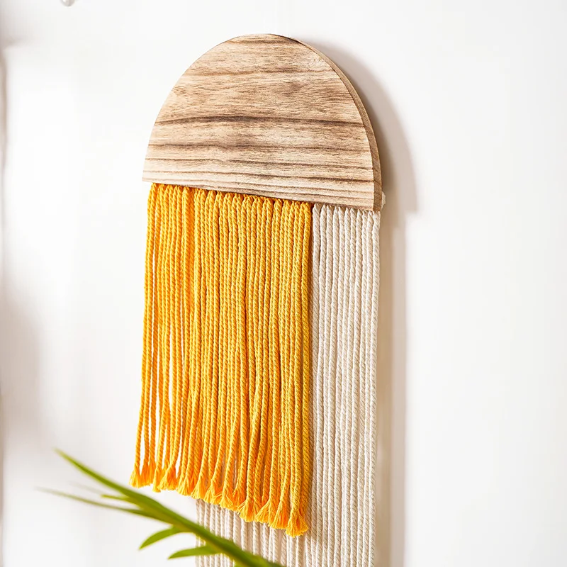 Weaving Half Round Macrame Wall Hangings Boho Home Decor Wood Decoration for Bedroom Living Room Nursery Background Decoration