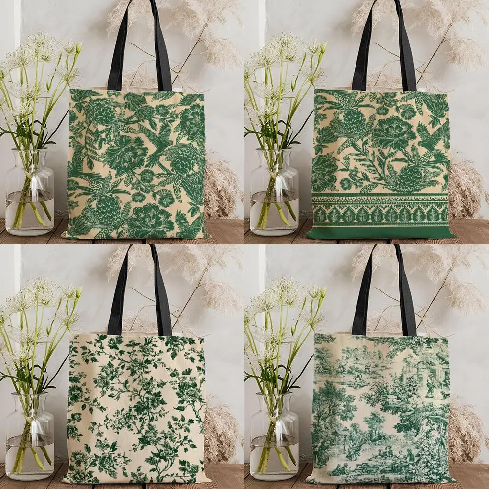 Olive canvas-style summer tote