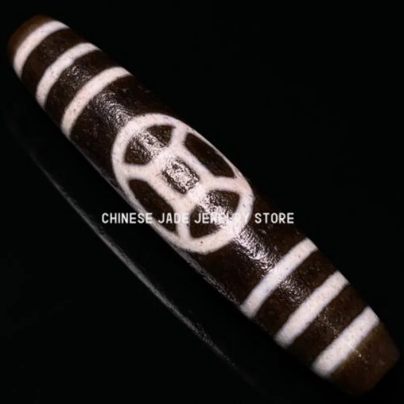 Ancient Tibetan DZI Beads Old Agate Money Wealth Totem Amulet Pendant GZI 71mm