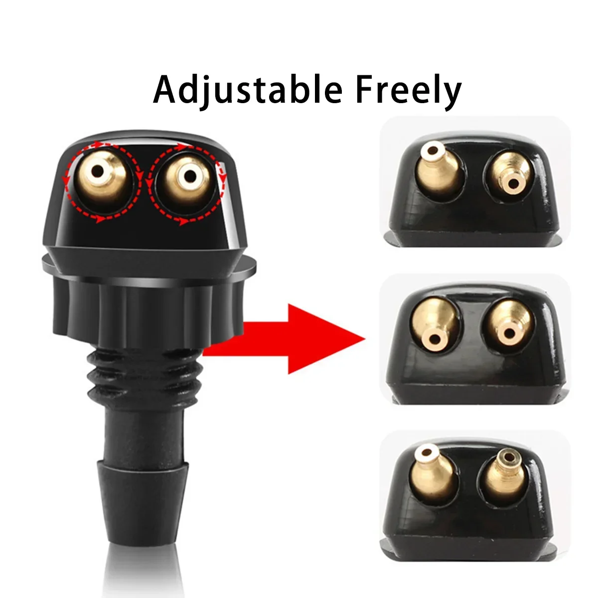 مساحة زجاج السيارة الأمامي غسالة رذاذ فوهة يناسب معظم نماذج السيارات سيارة ثقوب مزدوجة فوهة غسالة الزجاج الأمامي رذاذ الماء