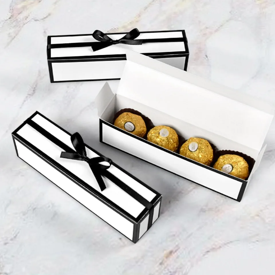 10/30/50 Stück Schokoladenbox mit langem Röhrchen, schlichte Papierbox mit Schleife zum Valentinstag, faltbare Geschenkboxen, Geschenktüten, Verpackungsbox – Detail 3