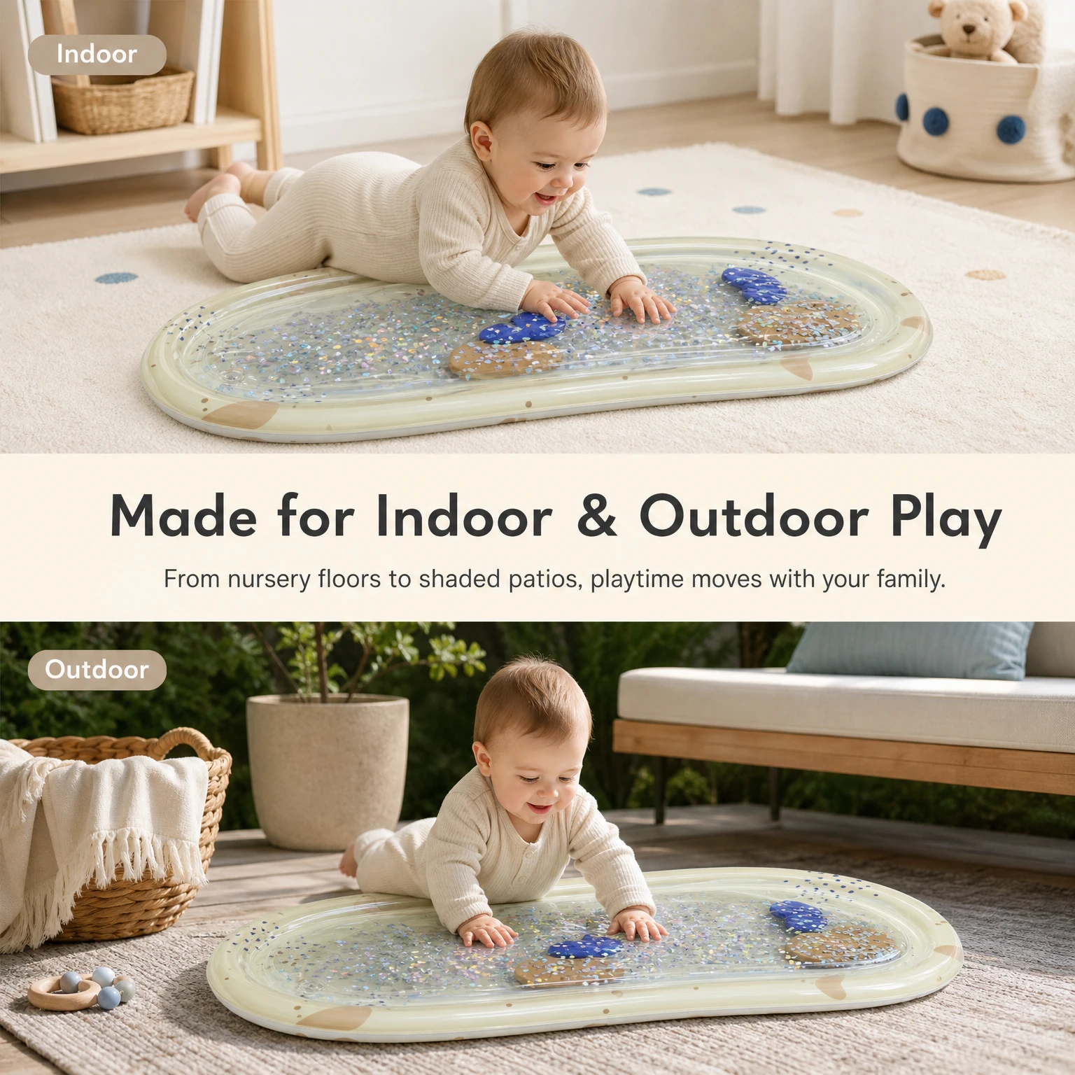 Baby Inflatable Water Play Mat Thickened PVC Tummy Time Sensory Pad Infant Crawling Mat Early Educational Summer Toy