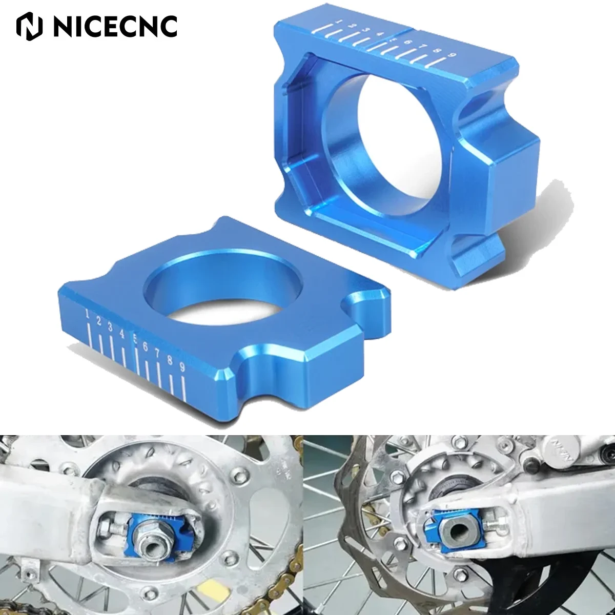 

NICECNC Motorcycle Rear Axle Block Chain Adjuster For Yamaha YZ250F YZ 250F 2012-2023 YZ450F YZ 450F 2010-2023 YZF 250 450 2022