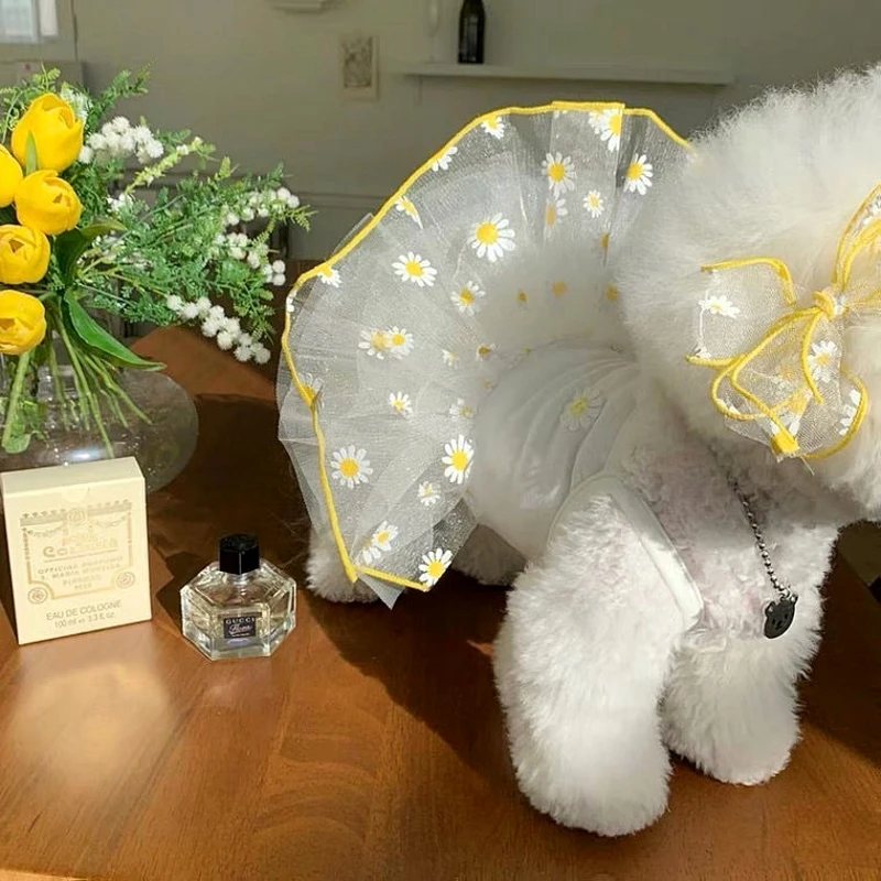 Dog Dress Summer Puppy Clothes Cute Daisy Princess Skirt Chihuahua Bichon Dog Cooling Costume Pet Clothing for Dogs Cat Dresses