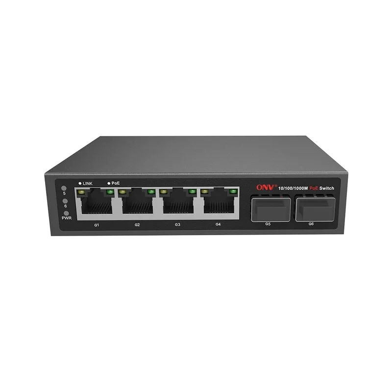 4-Port Gigabit PoE+ Switch with 2 SFP Slots