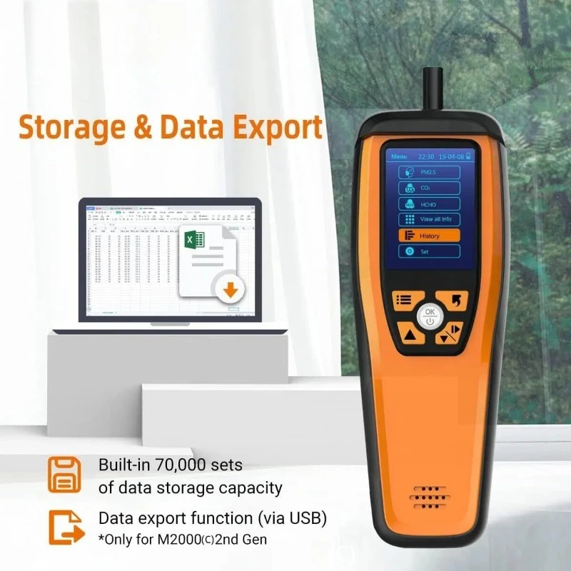 M2000 Multifunctional Handheld Air Quality Detector Formaldehyde Carbon Dioxide Monitoring