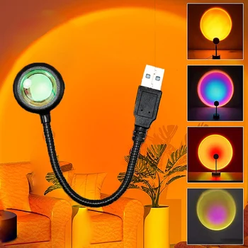 Led USB Sunset lampada da tetto per auto proiettore decorazioni per la casa luce notturna luce d'atmosfera portatile per luci al Neon da parete per soggiorno camera da letto