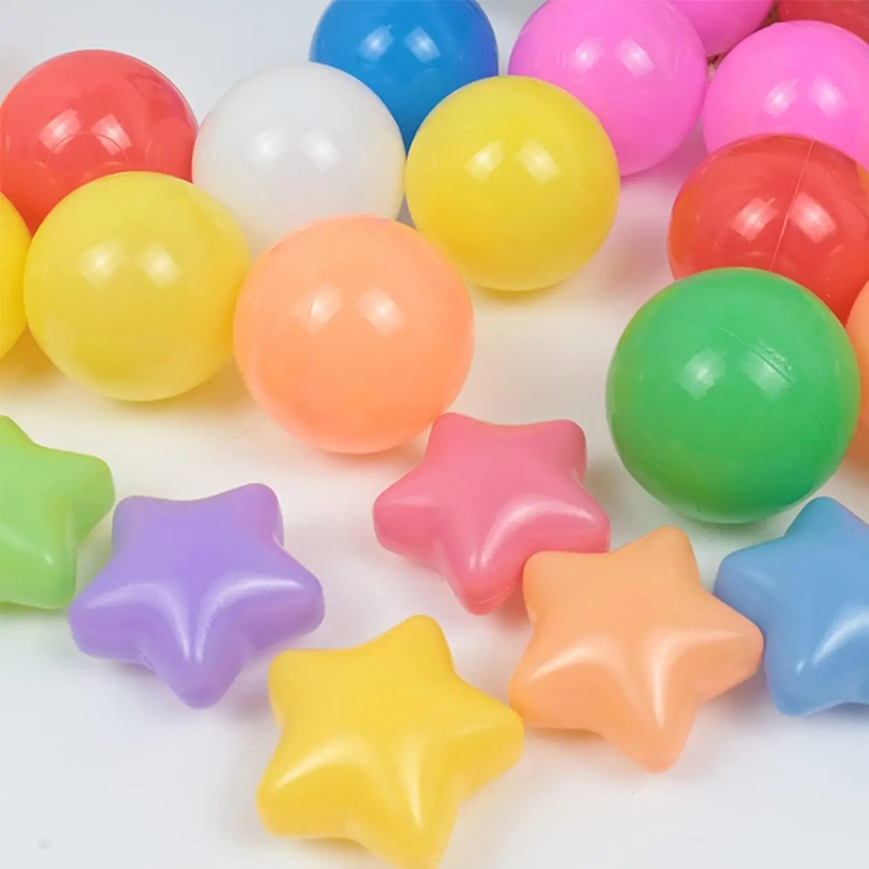 Bola colorida ecológica amor estrela de cinco pontas bola pit bolas 2.36 Polegada bola de plástico macio brinquedos de água da piscina do bebê, piscina infantil,
