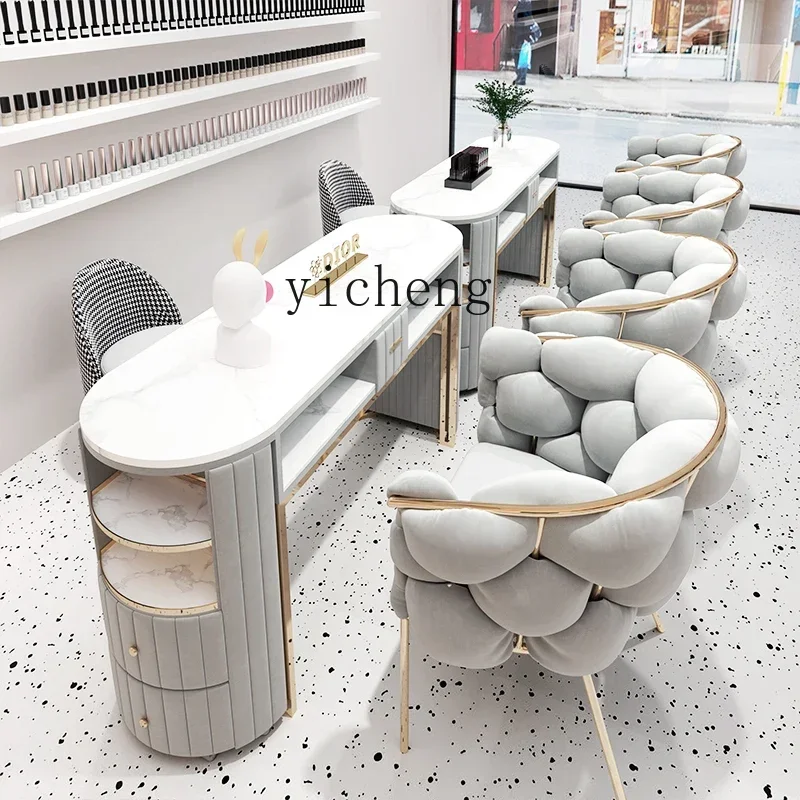 

XL1 Internet celebrity manicure table and chair set light luxury nail salon decoration marble single table