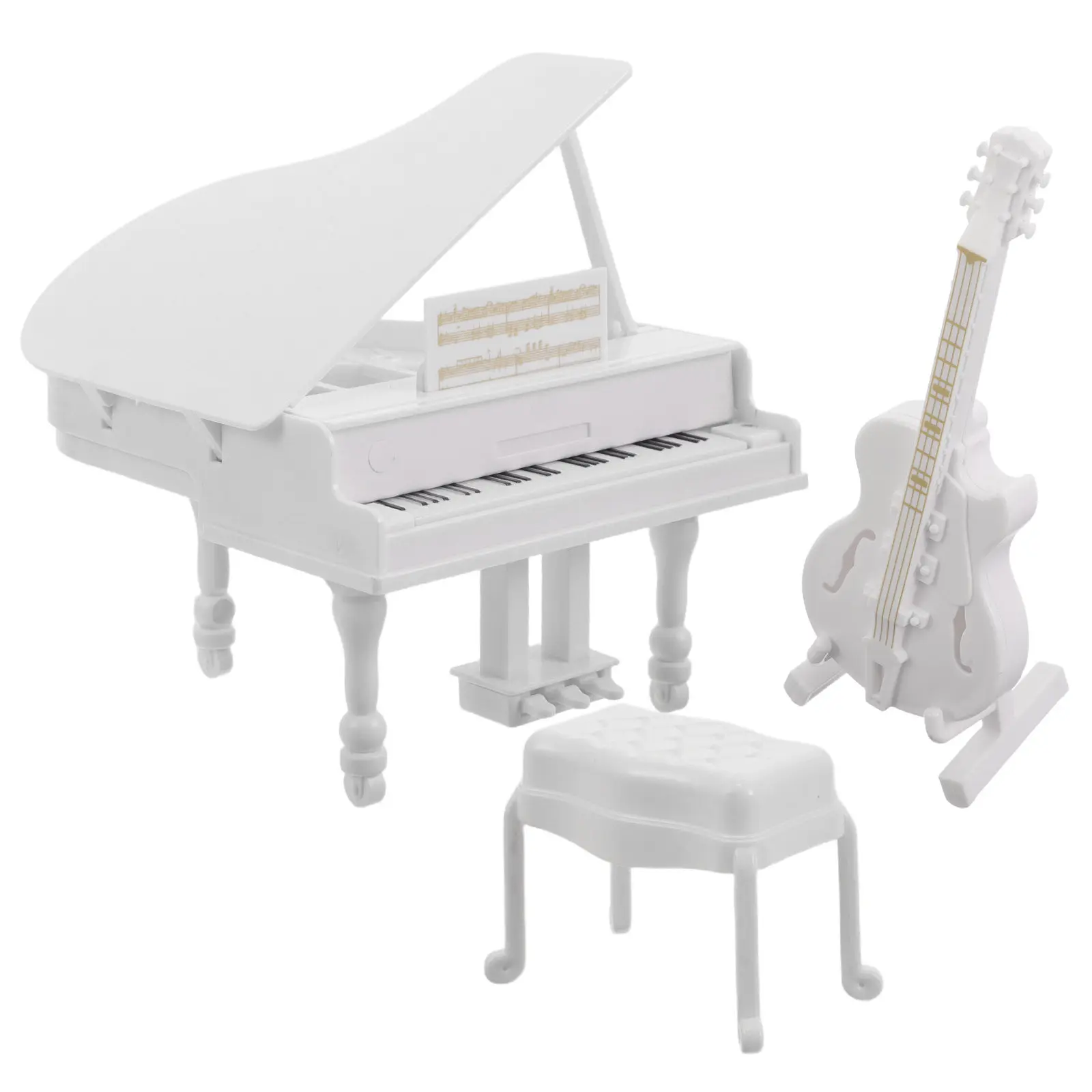 

3Pcs Miniature Piano Detailed Craft for Dollhouse Decoration Photography Prop Miniature Musical Instrument Furniture
