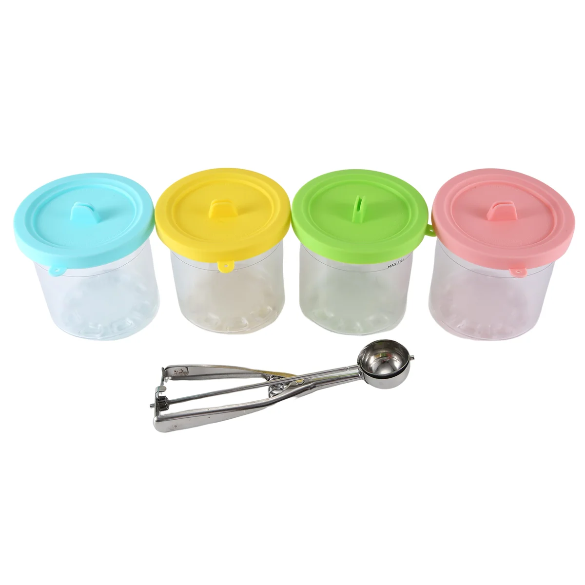 4Pack for NINJA Ice Cream Pint Cups NC299AMZ NC300S Series Ice Cream Maker Replacement Storage Jars with Airtight Lids A