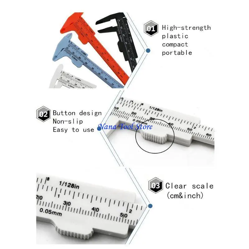 JU64 Vernier-Caliper Stainless Steel-Caliper 0-80mm Measuring Tools Double Ruler Scale Vernier Caliper Measuring Student Tool