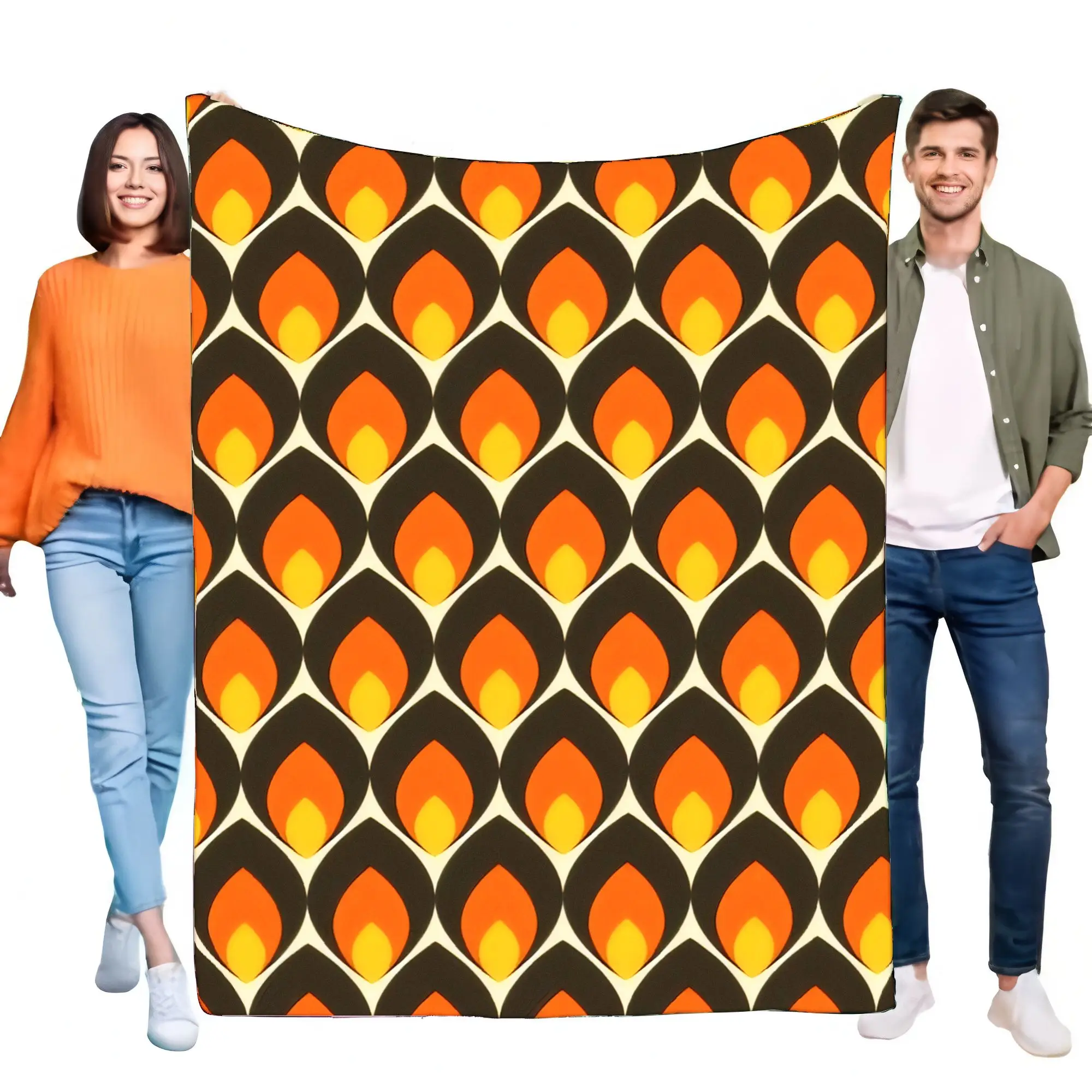 Cozy Flame Pattern Blanket Soft Warm Bed Sofa Throw Lightweight Home Decor Gift for All Seasons Unique Design