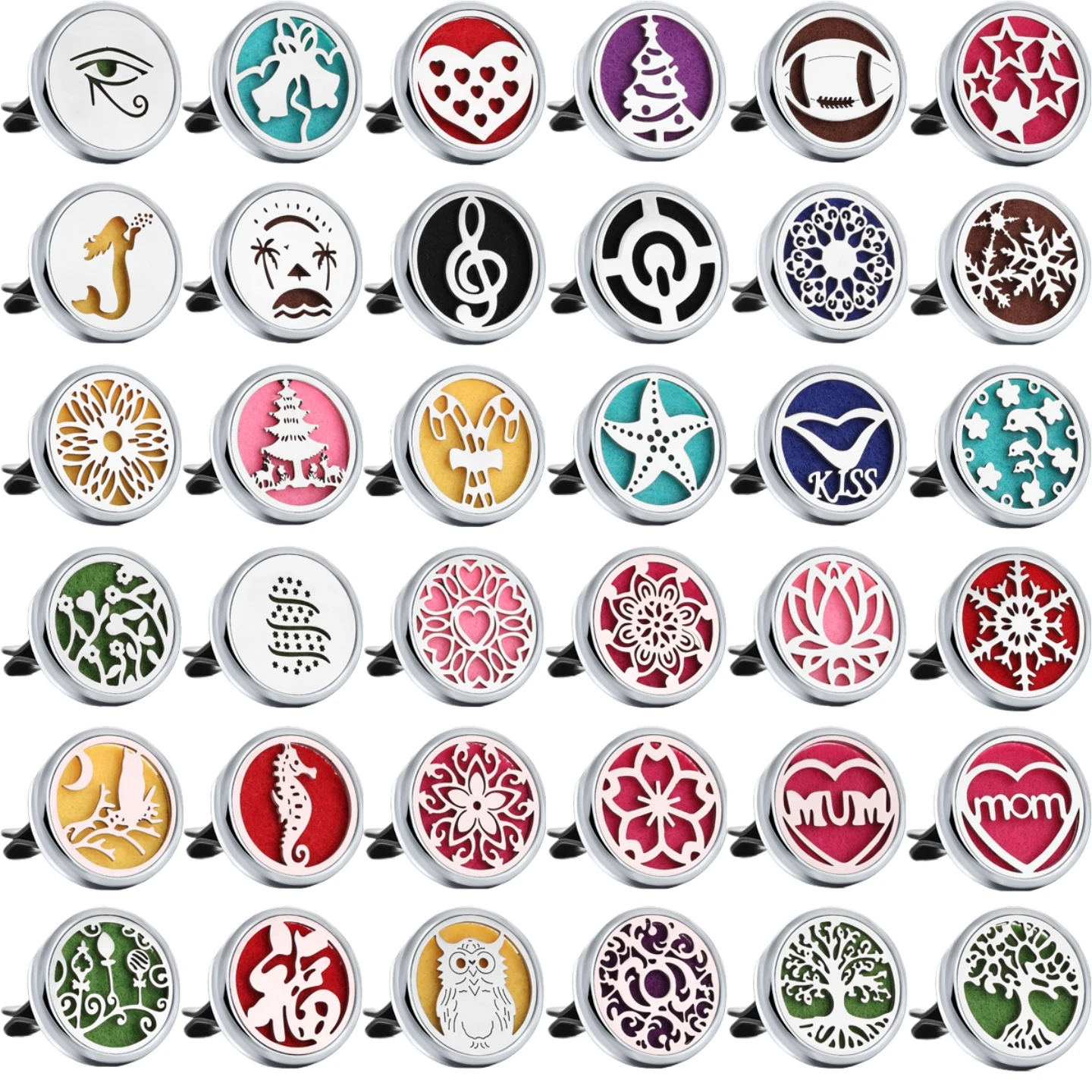 10pcs Assorted Styles Refillable Car Air Freshener Perfume Diffuser Clip, Auto Air Vent Car Interior Accessories