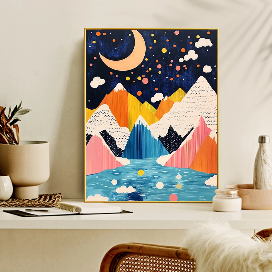 GATYZTORY-pintura por número para adultos, imágenes de paisaje de Luna por números para principiantes, lienzo de dibujo, obra de arte al óleo Diy, decoración del hogar