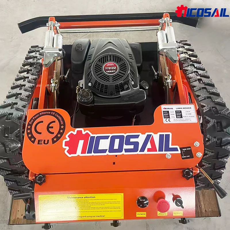 Customized Multifunctional Remote Control Grass Cutter CE RoHS 4-Stroke Engine Crawler Mower for Hillside Park