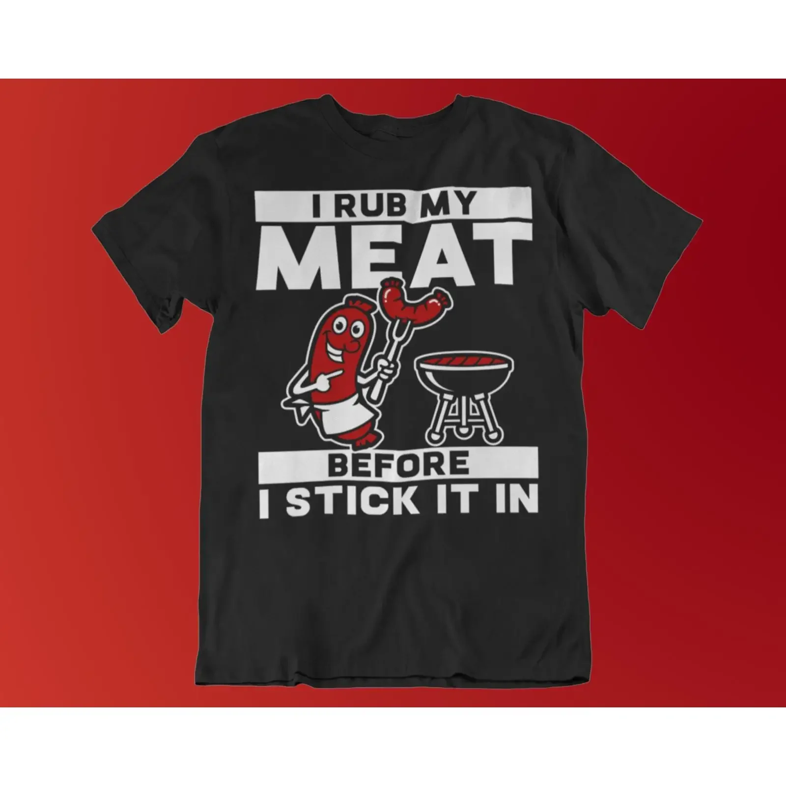 Funny BBQ Dirty Joke T Shirt I Rub My Meat Grill Smoker Grilling s for Dad Men Chef Casual  vintage Washed designer clothes