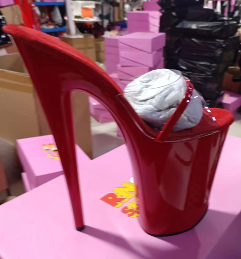 LAIJIANJINXIA New 23CM/9inches PVC Upper Sexy Exotic High Heel Platform Party Women Sandals Pole Dance Shoes TX-003