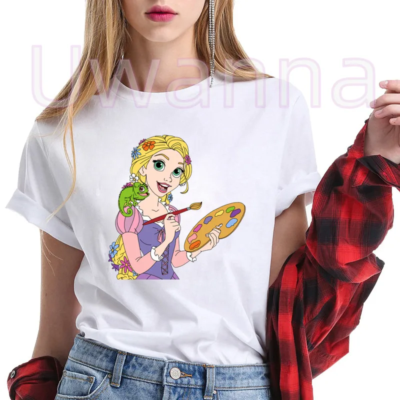 Cute Rapunzel Tshirt Aesthetic Female Clothes Tangled Ballet Princess Casual Graphic Girls T-shirt Top Tee Ropa Mujer Streewear