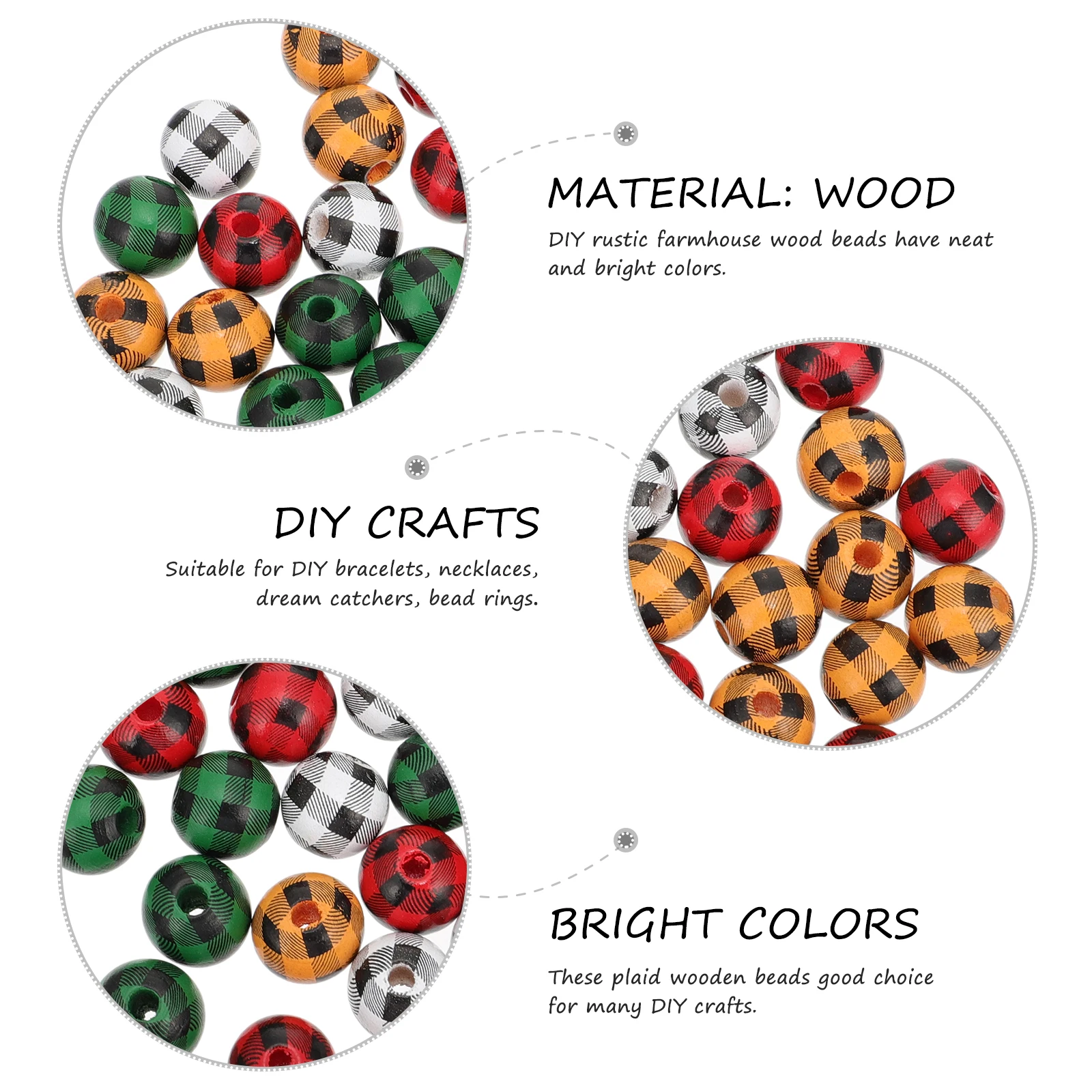 

60pcs Color Beads Combination Plaid Wood Beads Jewelry Crafting Accessories Each