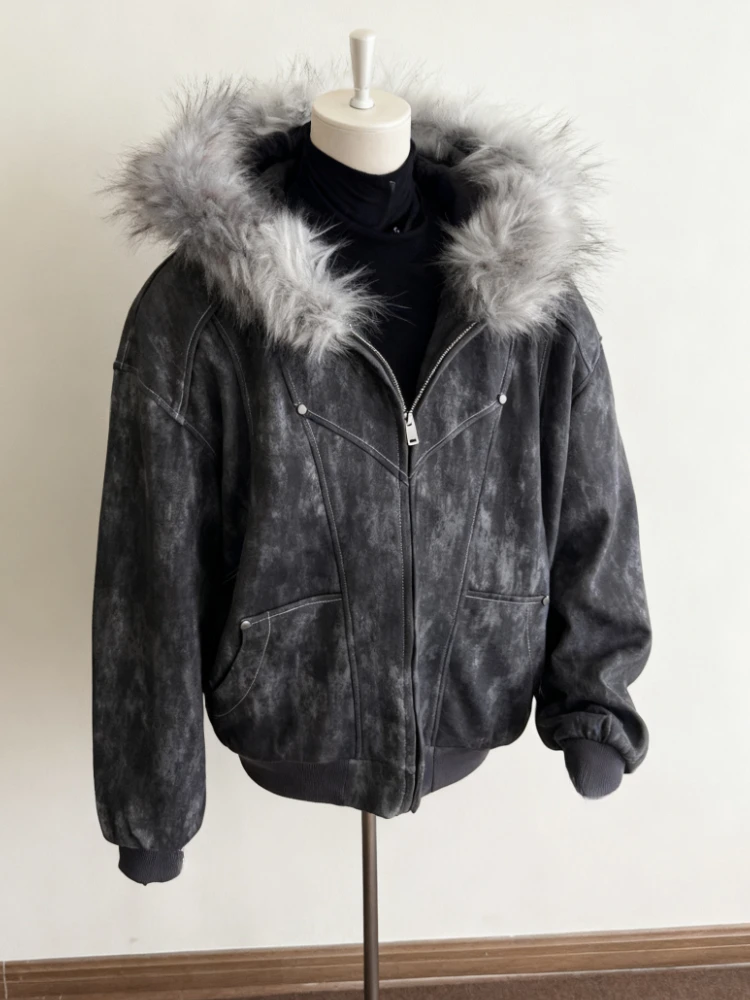 Subkultura Harajuku Vintage Safari kabáty s kapucí pro ženy na zip mikiny ležérní streetwear grunge bunda Y2k stojáček - náhled 3