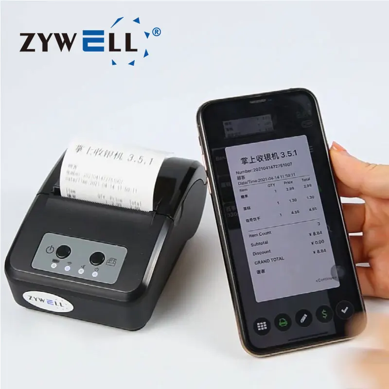 

Inkless Portable Mobile Printer Zm03 POS Handheld 58mm 2 Inch Mini Thermal Receipts Ticket Printer