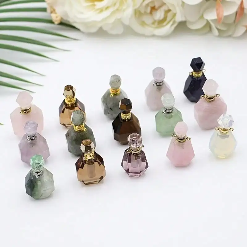 

1pc Fashion And Exquisite Multi-Material Natural Crystal Perfume Bottle For DIY Jewelry Decoration Necklace