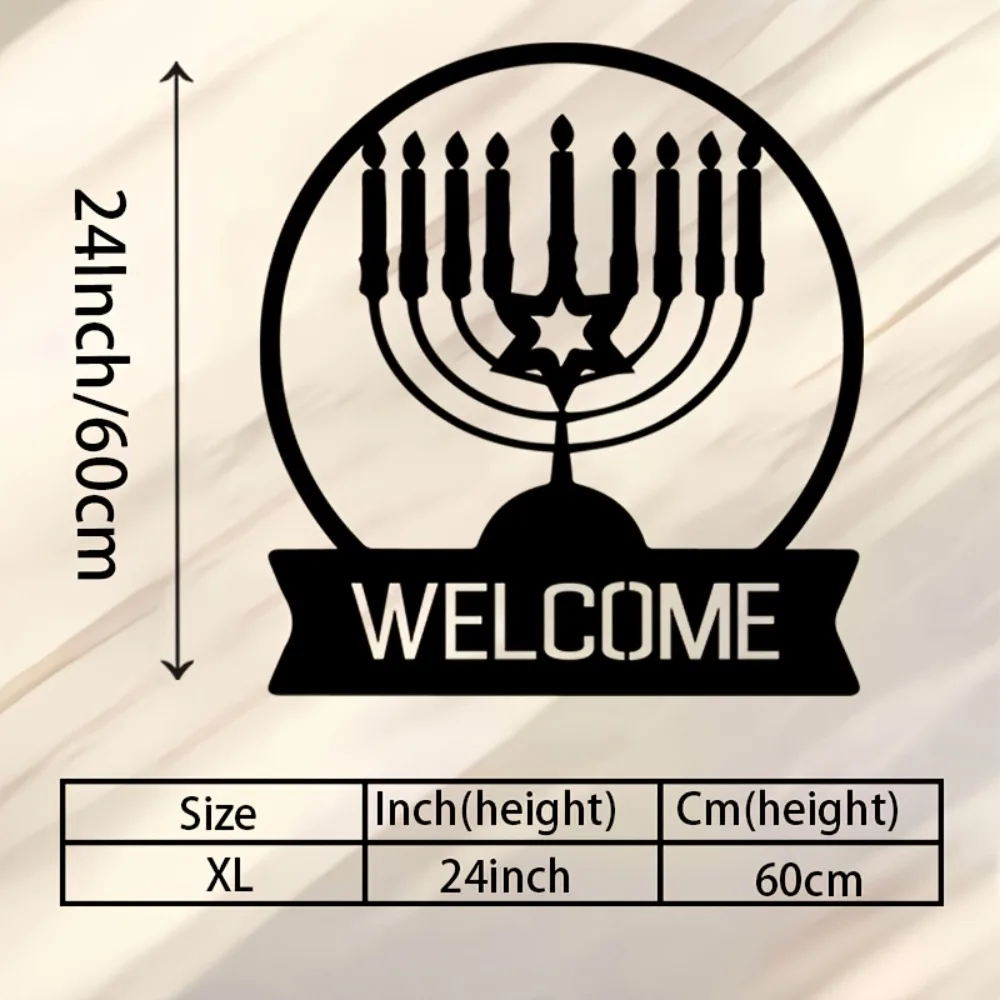 CIFBUY Metal Wall Art Iron Wall Decor Art Deco Menorah Statue Mural for Home Office Indoor Outdoor Decor Ideal Gift
