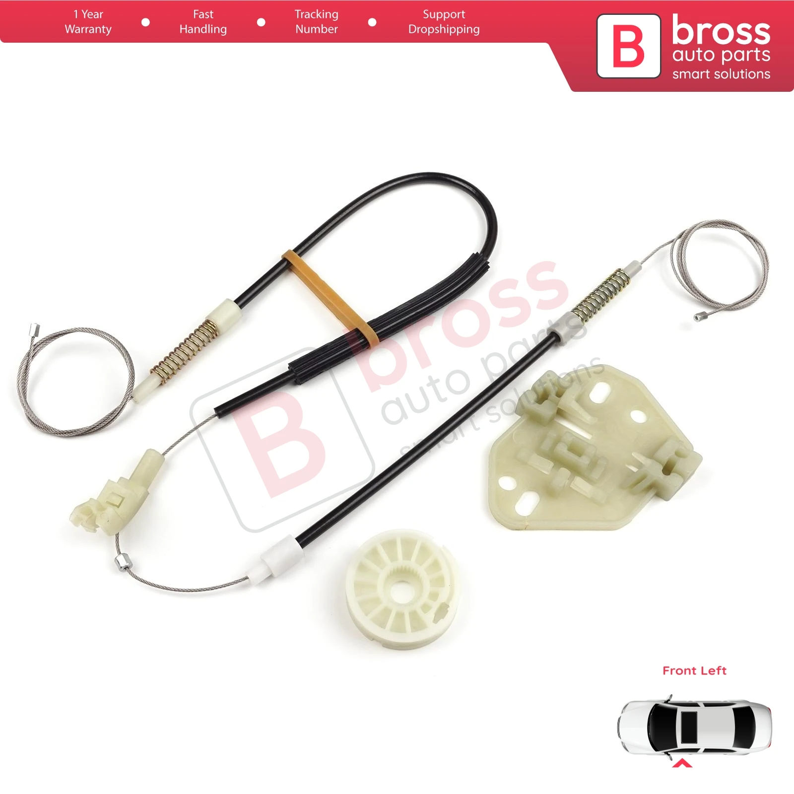 Bross BWR1014 Elektrische Ruitbediening Regulator Reparatie Kit Linksvoor Deur Voor Mercedes Axor 2001-2004 Atego 1998-2004