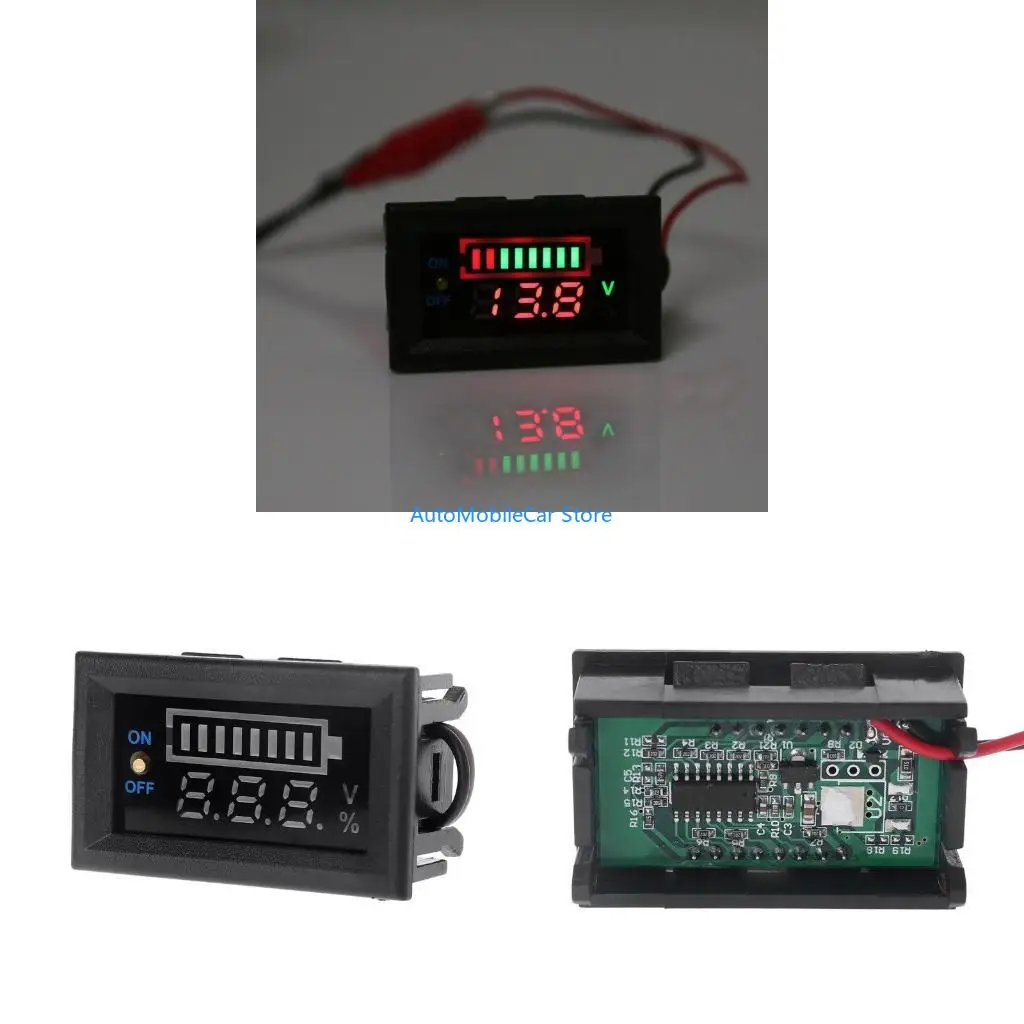 G8TE 12V Car Acid Battery Capacity Voltmeter Power Tester with Switch Easy to Install